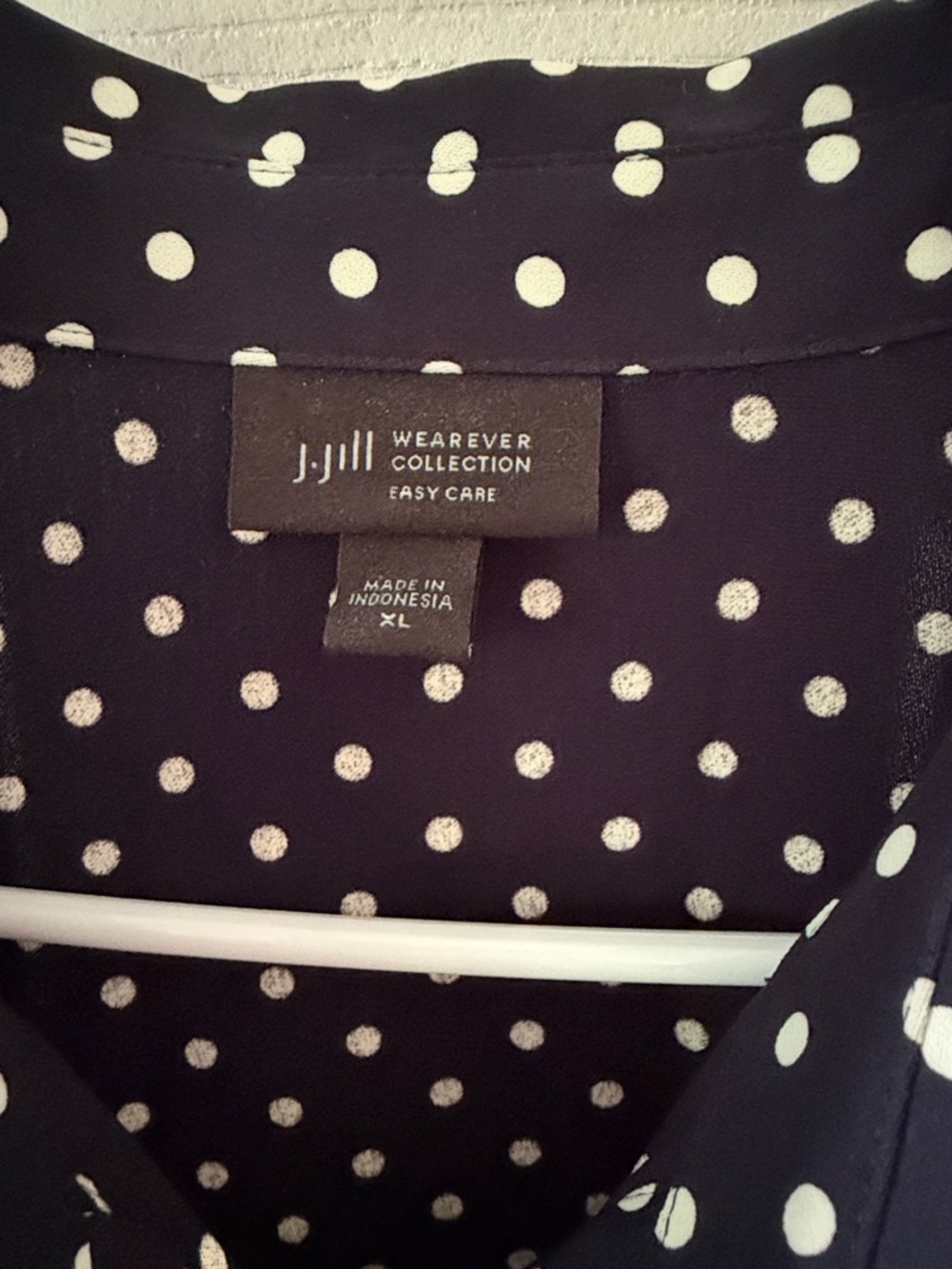 J. Jill Navy and White Polka Dot Button-Down Shirt - Picture 2 of 4